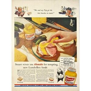 French's Mustard "Smart Mom's use French's for Lunch Sadwiches"Vtg Print Ad 1942